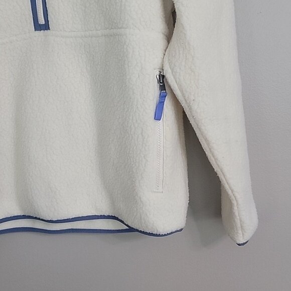 Patagonia Cream With Blue Trim Half Zip Pullover Jacket Size L - Picture 3 of 6